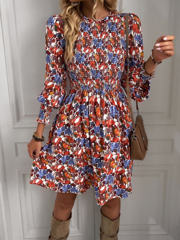 Women's Floral Sexy Lantern Sleeve Casual Dress