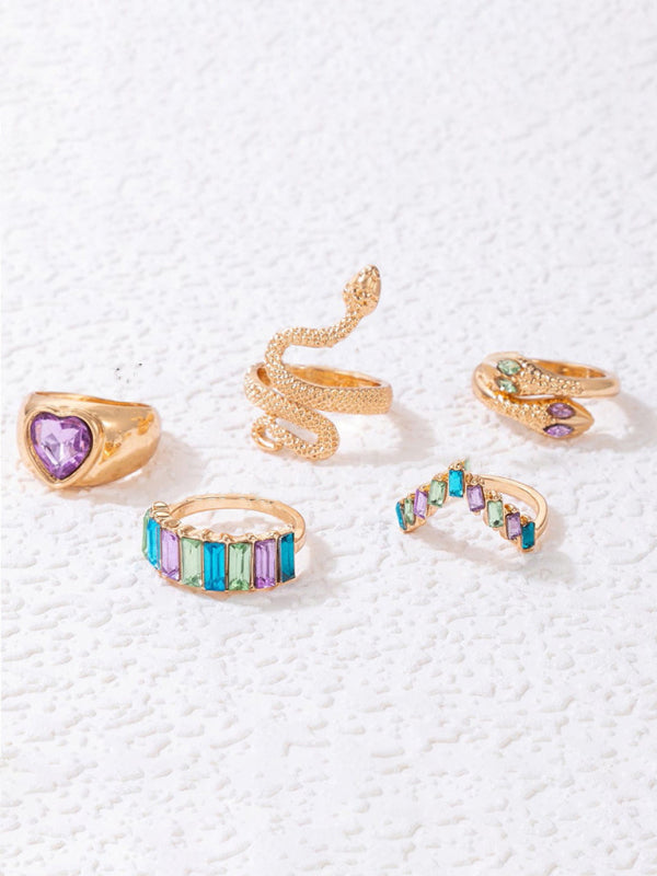 Popular jewelry ring jewelry snake-shaped love ins style five-piece ring female