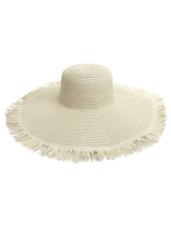 Outdoor large brim beach hat braided fur-brimmed straw hat bohemian style beach hat