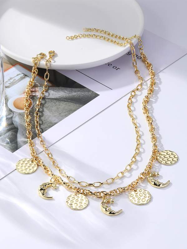 New Bohemian Metal Ancient Coin Multi-Pendant Devil's Eye Necklace