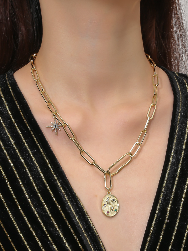 New Bohemian Metal Ancient Coin Multi-Pendant Devil's Eye Necklace