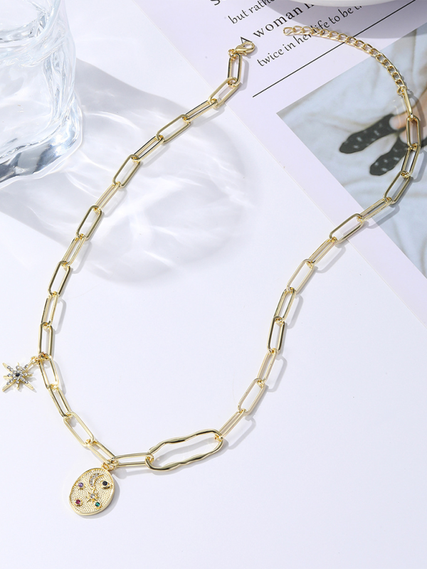 New Bohemian Metal Ancient Coin Multi-Pendant Devil's Eye Necklace