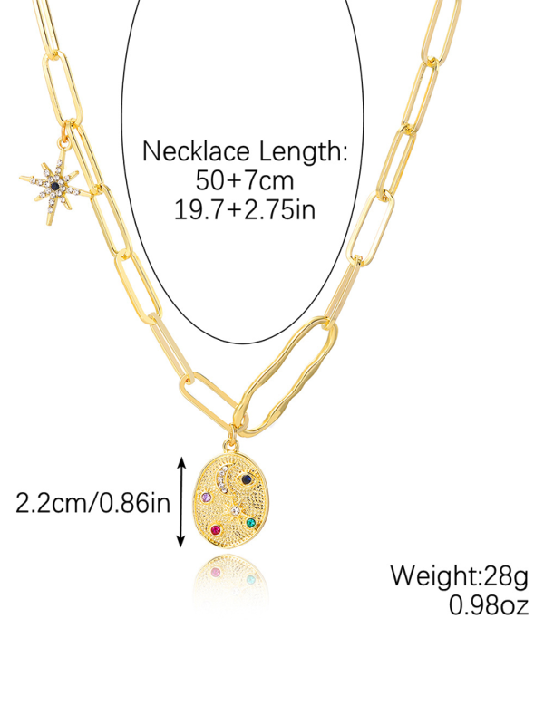 New Bohemian Metal Ancient Coin Multi-Pendant Devil's Eye Necklace