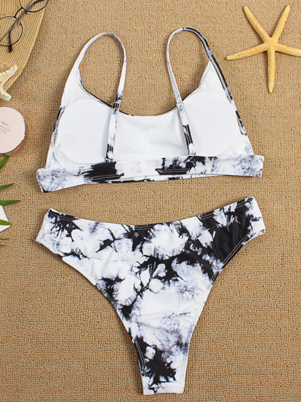 Two-piece swimsuit sexy tie-dye gradient push-up bikini