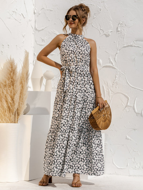 New polka dot print halter neck tie dress dress