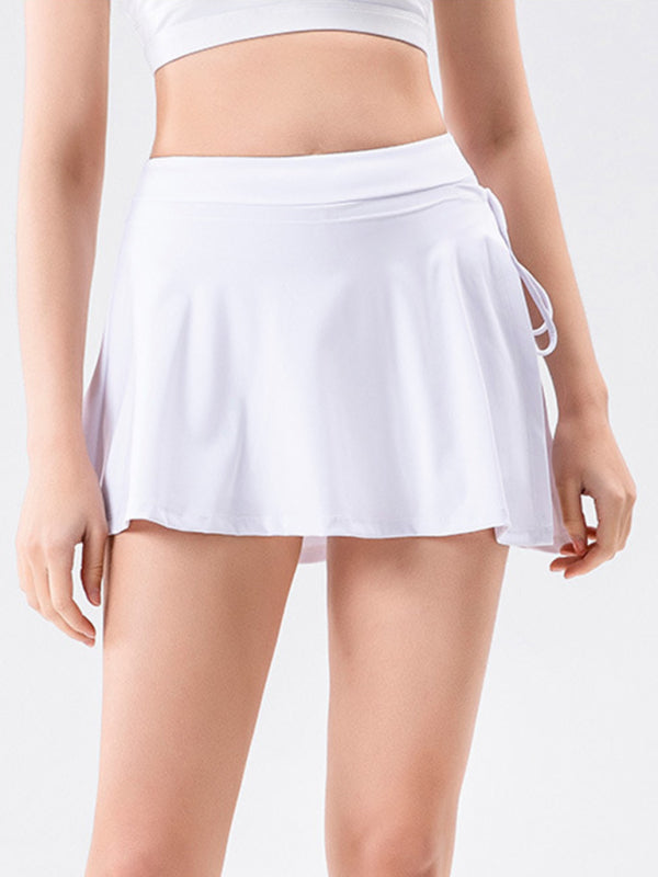 Sports yoga short skirt culottes half body quick-drying pocket skirt side slit strappy skirt