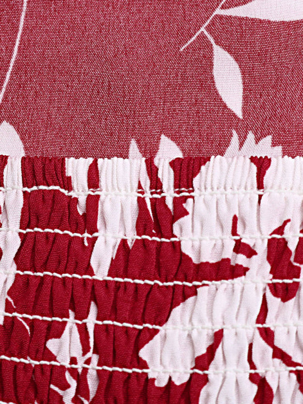 Women's Woven French Vintage Sweetheart Neck Print Dress