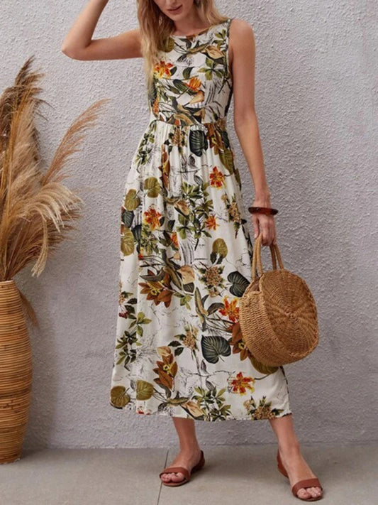 New holiday style skirt women's fashion print sleeveless dress