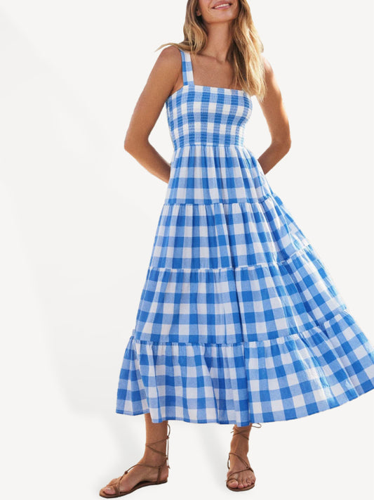 Women's Casual Plaid Swing Sling Dress