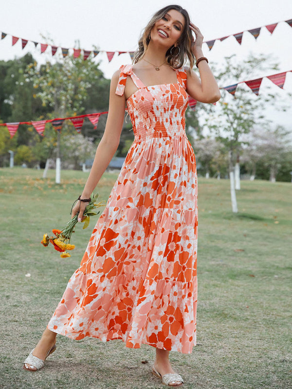 Women's Sling Floral Resort Long Dress