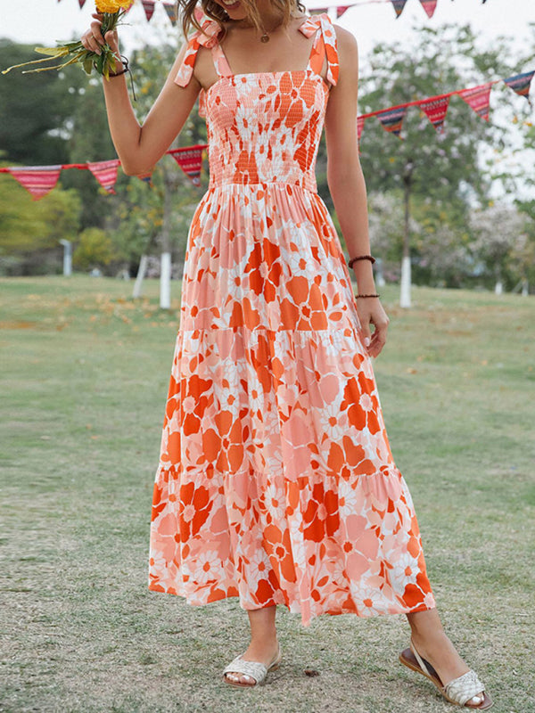 Women's Sling Floral Resort Long Dress