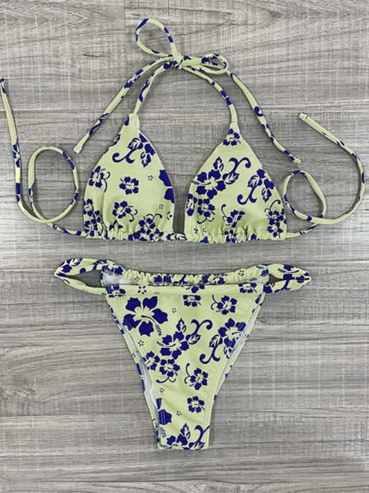 New printed sexy strappy split swimsuit swimsuit bikini female bikini