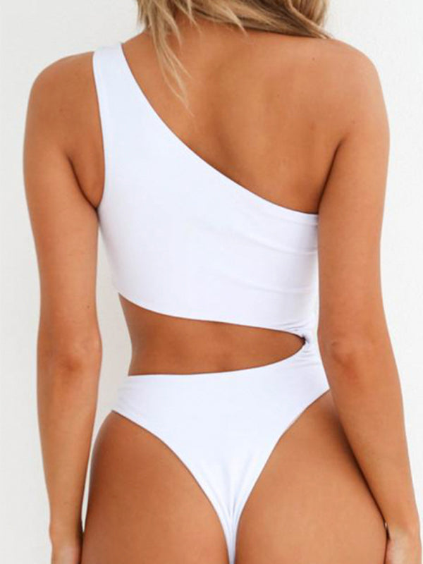 women's sexy bikini sloping shoulder one piece swimsuit