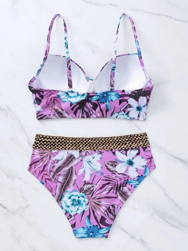 Women's Floral Cross Bikini Swimsuit