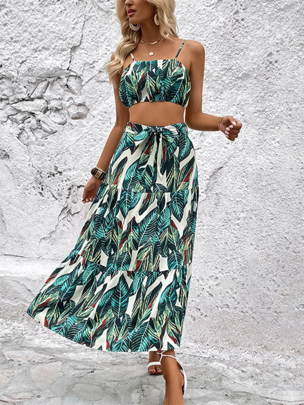 Fashion Printed Holiday Ladies Camisole Two-Piece Backless Suit