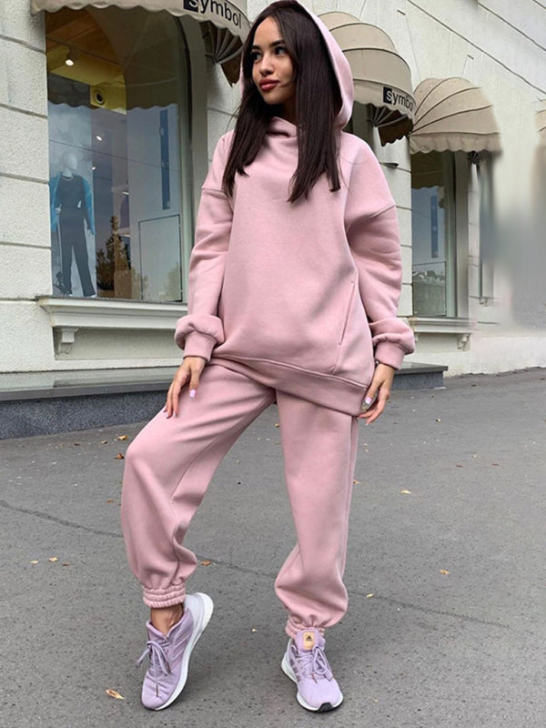 Women's casual hooded sweatshirt two-piece set