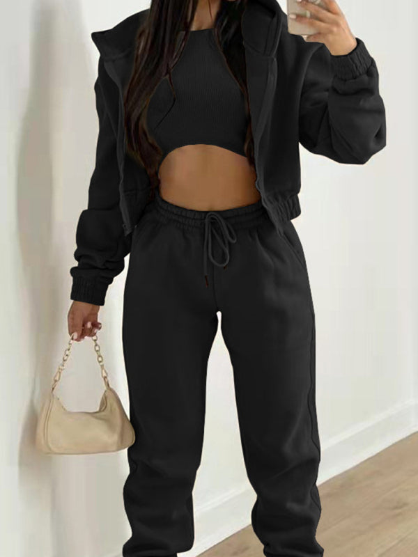 Women's new velvet sweatshirt hooded sports fashion casual suit