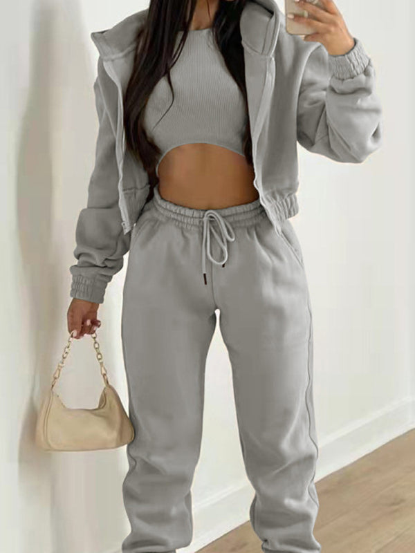 Women's new velvet sweatshirt hooded sports fashion casual suit