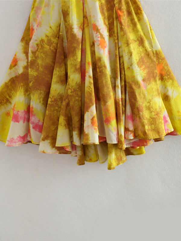 New fashionable V-neck suspender sexy printed halter neck short dress