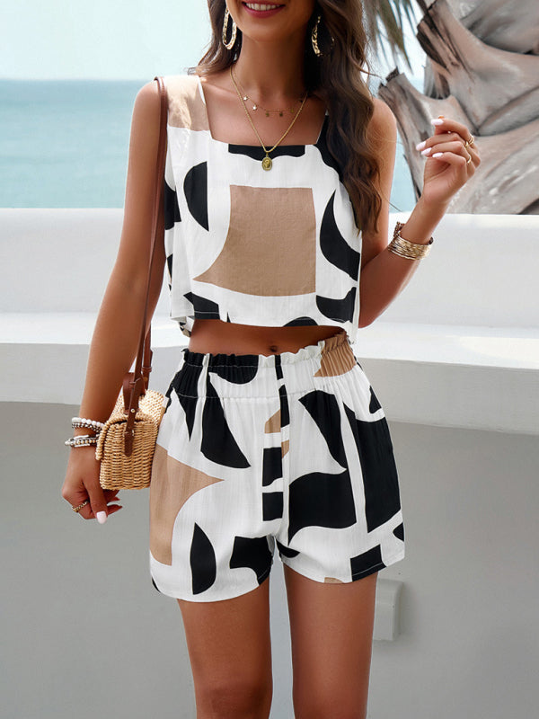 New women's fashion casual printed vest suit