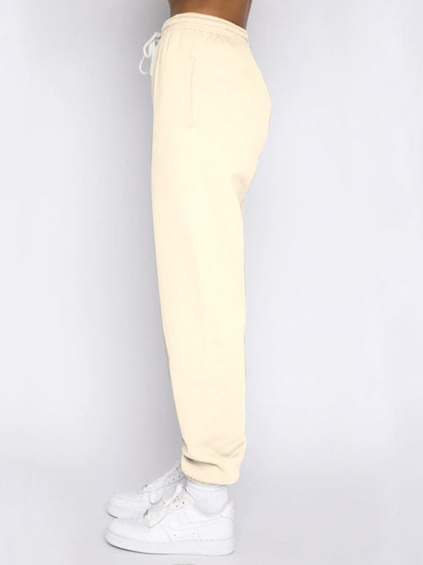 Women's new solid color stand-up collar zipper pullover long-sleeved sweatshirt and trousers suit