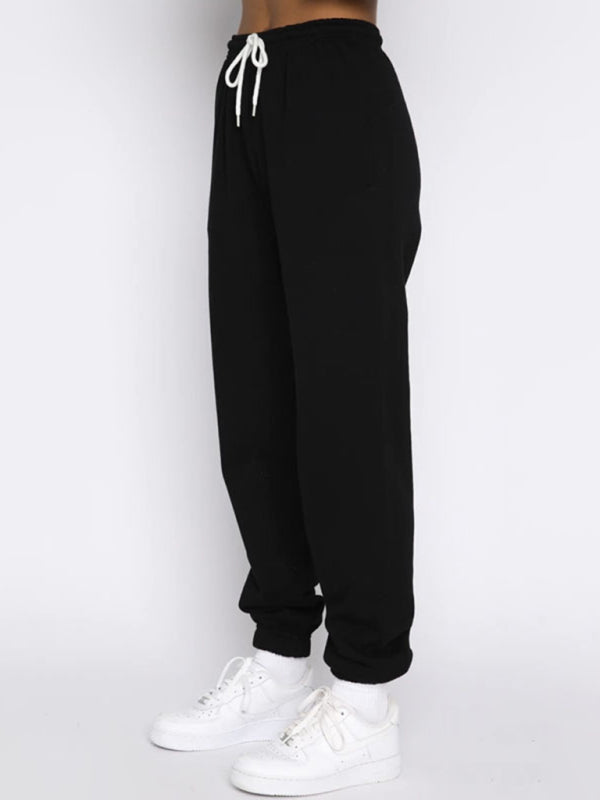 Women's new solid color stand-up collar zipper pullover long-sleeved sweatshirt and trousers suit