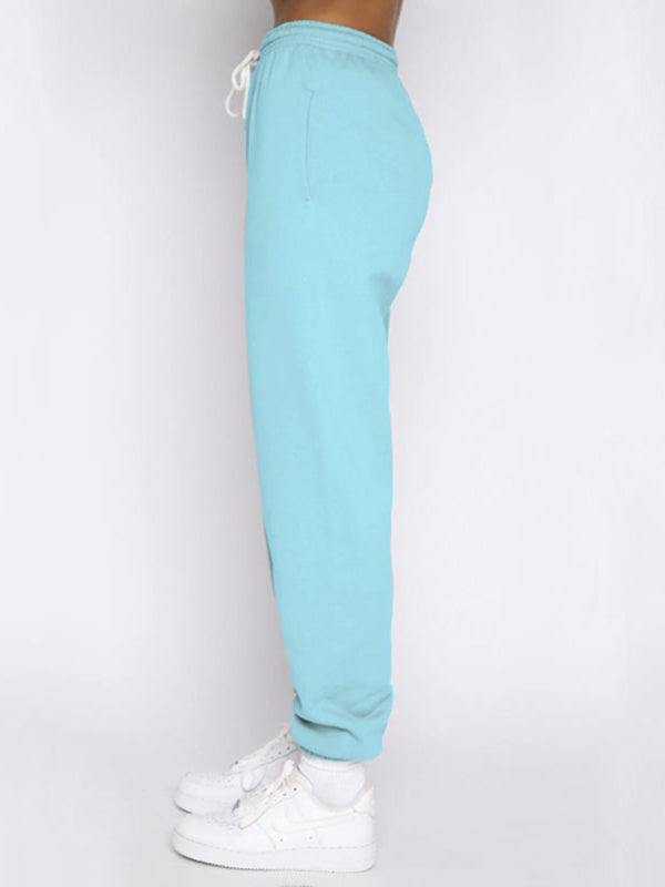 Women's new solid color stand-up collar zipper pullover long-sleeved sweatshirt and trousers suit