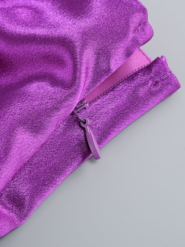 Backless hollow strapless long dress with hip covering