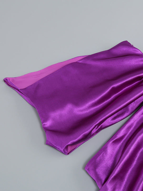 Backless hollow strapless long dress with hip covering