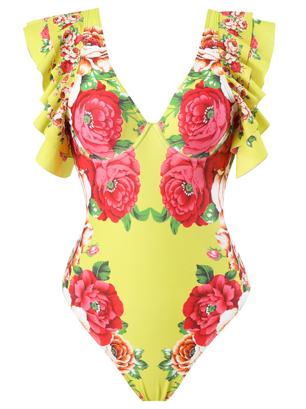 New fashion trend sexy floral print one-piece swimsuit, skirt (single piece)