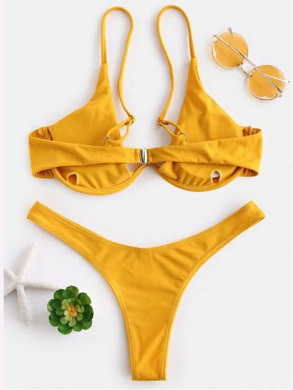 New sexy bikini solid color underwire swimsuit