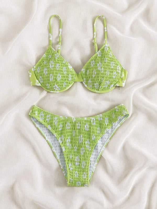 New bikini underwire push-up sexy little flower swimsuit