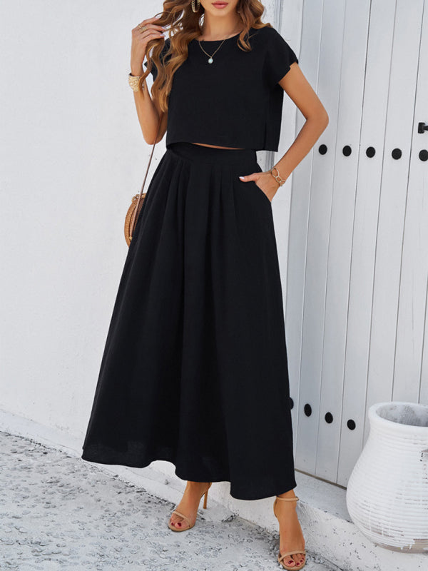 New spring and summer casual sleeveless top and long skirt suit