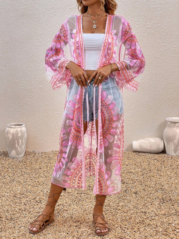 New Beach Skirt Casual Vacation Lace Cardigan Bikini Swimsuit Cover-Up Sun Protection Wear