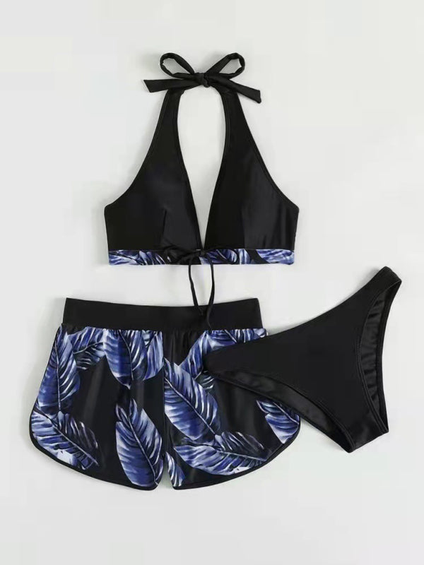 New fashionable multi-color printed sexy bikini three-piece set