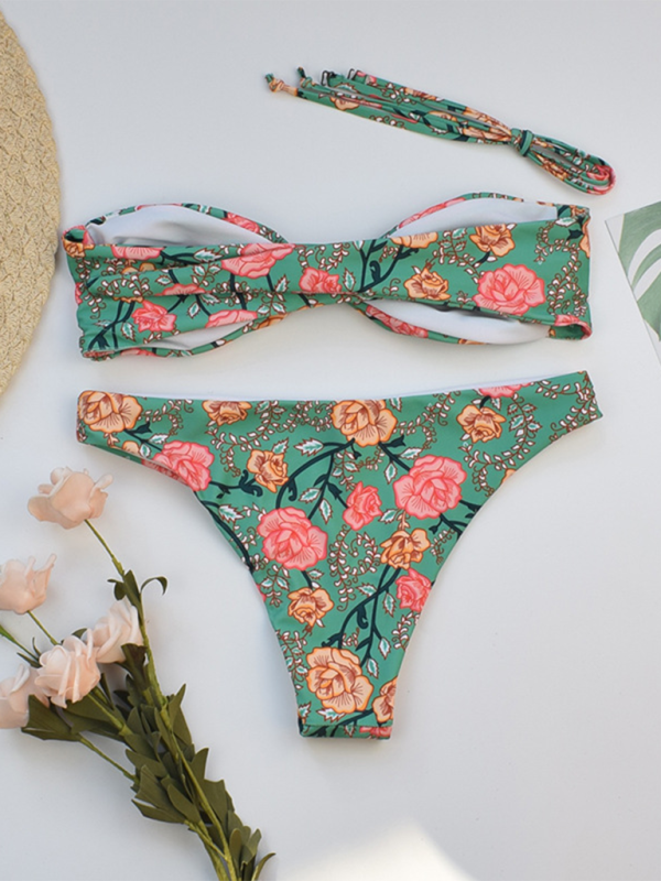 New women's sexy floral split swimsuit