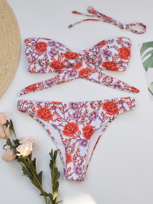 New women's sexy floral split swimsuit