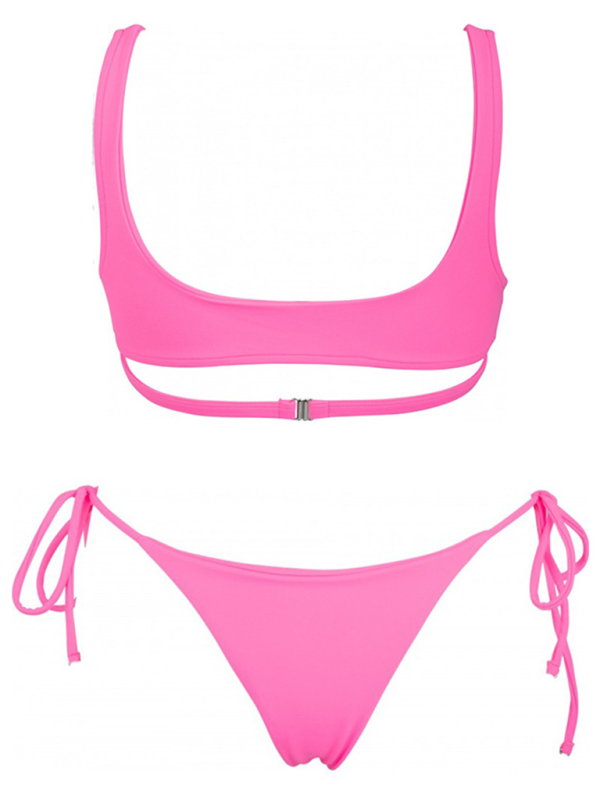 New two-piece swimsuit solid color love ring swimsuit