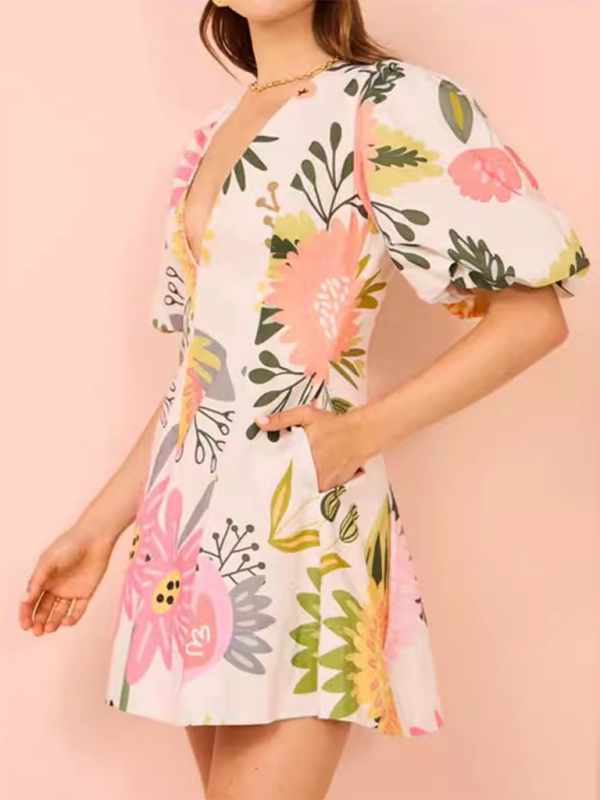 Women's Fashion Printed Pocket Dress