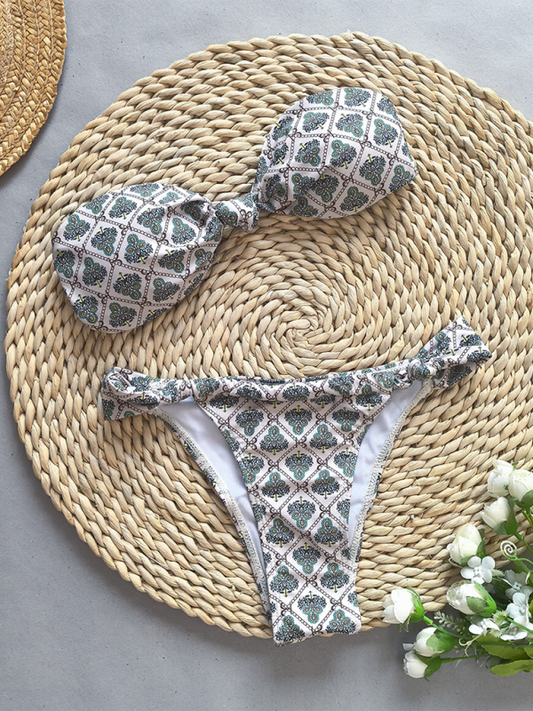 Women's Fashion Bandeau Printed Bikini