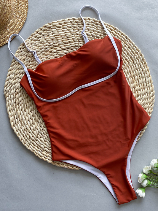 Women's Fashion Sexy Contrast Color One-Piece Swimsuit