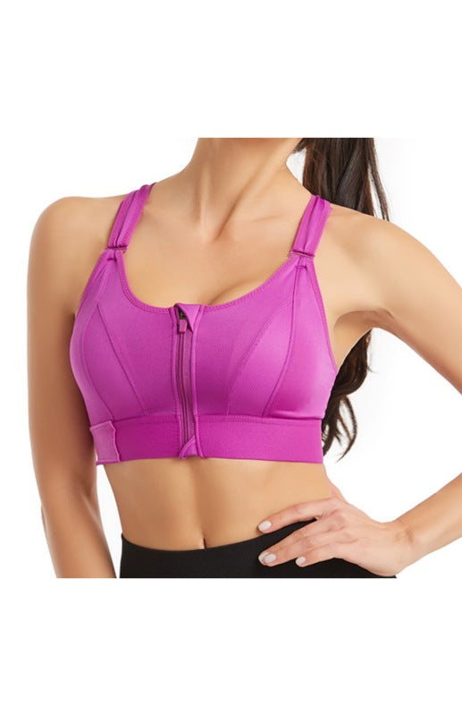 Women's Adjustable Front Zip Sports Bra